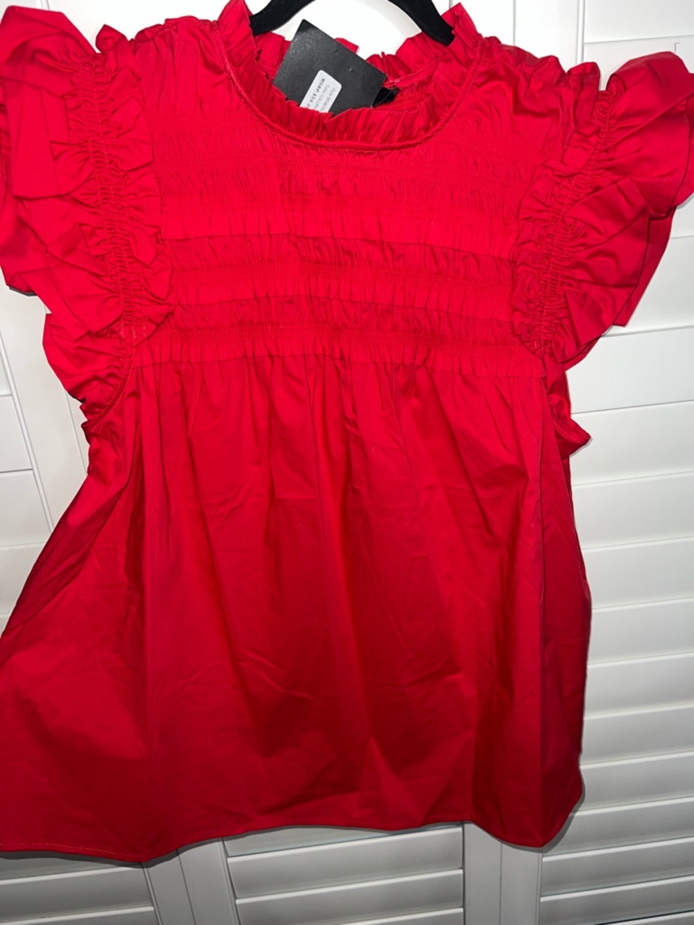 Marc New York Womens Bright Red Ruffle Sleeve Smocked Top 2XL - Picture 4 of 8